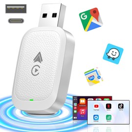 WODHMIEY Wireless CarPlay Adapter, Designed For iOS, 5.0GHz Fast & Stable Transmission, Auto Connection, Voice Assistant Control, Plug & Play, OTA Updates, Compatible With 98% Vehicles (White)
