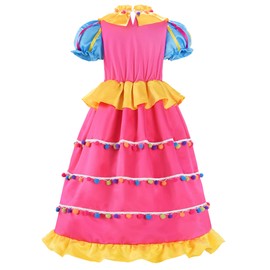 ReliBeauty Toddler Clown Costume for Kids Girls Circus Costume with Wig, 5/120