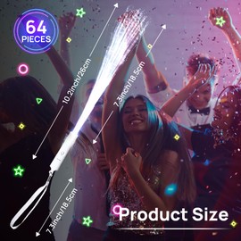 miikoul 64 Pcs Fiber Optic Wands White Glow Sticks LED Wedding Wand Light up Party Favor Sticks Flashing Wands with 3 Light Modes for neon Party Wedding Baby Shower Birthday Party Supplies