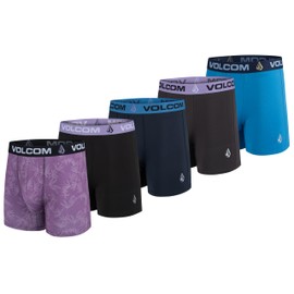 Volcom Mens Boxer Briefs 5 Pack Poly Spandex Performance Boxer Briefs Underwear (Purple/Black/Navy/Black/Blue, Medium)