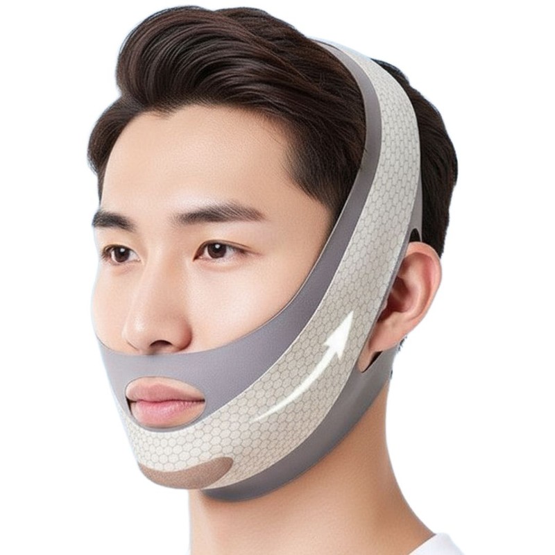 펀픽 남성용 턱 선 브이라인 얼굴 리프팅밴드, 그레이, 1개 Funpic