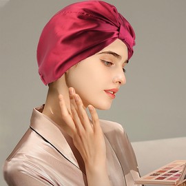 SYXLS Natural Silk for Sleeping, 100% Mulberry Silk Sleep Cap for Women, Mulberry Silk Sleep Cap for Women, Hair Care, Soft Silk Hair Wrap, Elastic Stay on Head