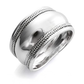 Treasure Bay Women's Chunky Silver Ring - Statement Braided Fashion Design 925 Sterling Silver Ring For Women and Girls Size P R T W Y Z (R)