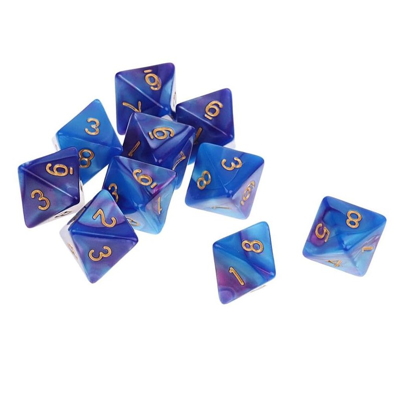 Yourandoll 10pcs Polyhedral Dice D8 Dice 8-Sided Dice for Dungeons