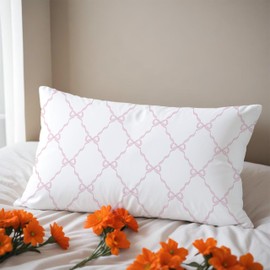 Fuasei Pink Coquette Bow Pillow Covers 12x20, Preppy Bow Room Decor, Preppy Pink Pillow Covers, Girly Bedroom Dorm Decor, Coquette Stuff