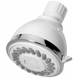 HomePointe 228623 Shower Head, Fixed Mount, 3 Settings, White Plastic - Quantity 6