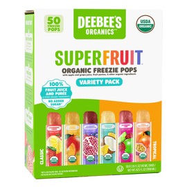 DeeBee's Organics SuperFruit Freezie Pops Variety Pack, No Added Sugars, No Artificial Flavors or Colors (Pack of 50)
