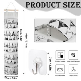 Chostky 5PCS Wall Hanging Storage Bag, Hanging Storage Organiser, Wall Closet Hanging Organizer, 5 Pockets Over the Door Hanging Wardrobe Storage Poucher with 5 Hooks for Home Kitchen (Style 2)