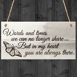 Red Ocean Words And Times We Can No Longer Share But In My Heart You Are Always There Love Memorial Wooden Hanging Plaque Gift Sign