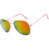 Women Neon Pink Frame Aviator Sunglasses with Mirrored Lens Spring