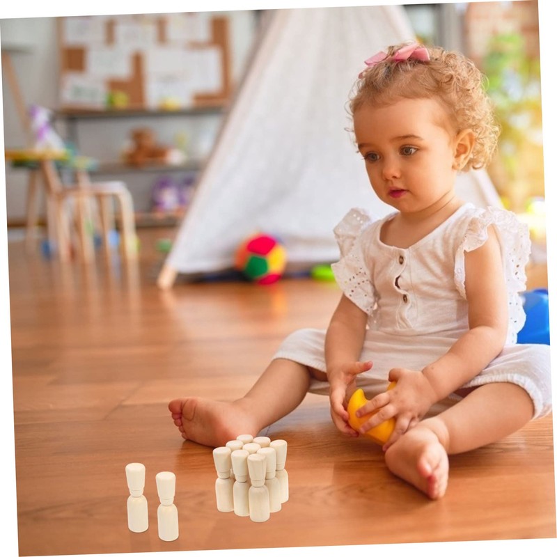 Gadpiparty 20pcs Wooden Peg Dolls with Hat Design DIY Painting