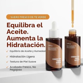 ISNTREE Suero Facial Green Tea Fresh Serum - Coreano con Té Verde de Jeju, Control de Grasa y Equilibrio de Hidratación, Piel Grasa, 50 ml