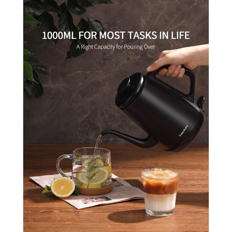 DmofwHi Gooseneck Electric Kettle(1.0L),1000W Electric Tea Kettle of 304 Stainless
