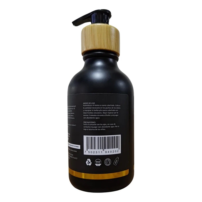 Shampoo Barba Y Cabello Crecimiento Biotina Cafeina Y Menta