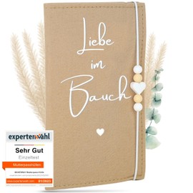 MAHEWA® Mother-child passport cover, Austria made of felt fabric, maternity passport organiser, protective cover, Muki passport cover, beige, Classic