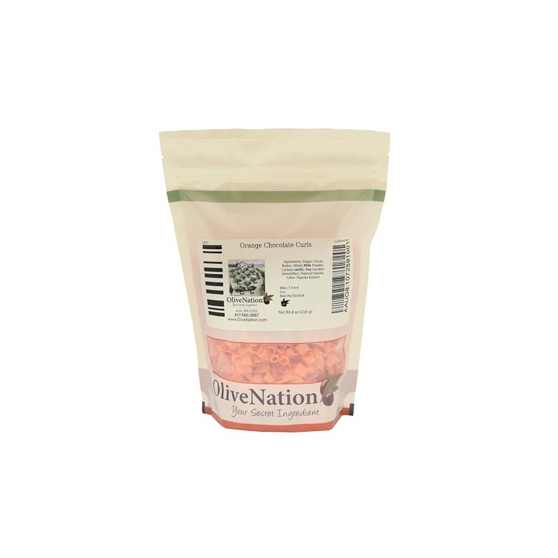 Orange Chocolate Decorating Curls, OliveNation Orange Chocolate Curls, Real White