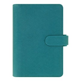 Filofax Saffiano Organizer, Personal Size, Aquamarine - Cross-Grain, Leather-Look, Six Rings, Week-to-View Calendar Diary, Multilingual, 2025 (C022530-25)