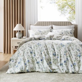 TINA'S HOME Duvet Cover King Size - Reversible Floral Duvet Cover Set with Zipper Closure - 3 Pieces Bedding Set, 1 Duvet Cover 104"x90" & 2 Pillow Shams 20"x36"