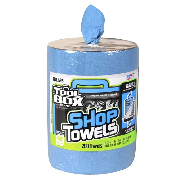 Toolbox 5520701 Big Grip Z400 Bucket Blue Shop Towel Refills, 10"x12", 200-count