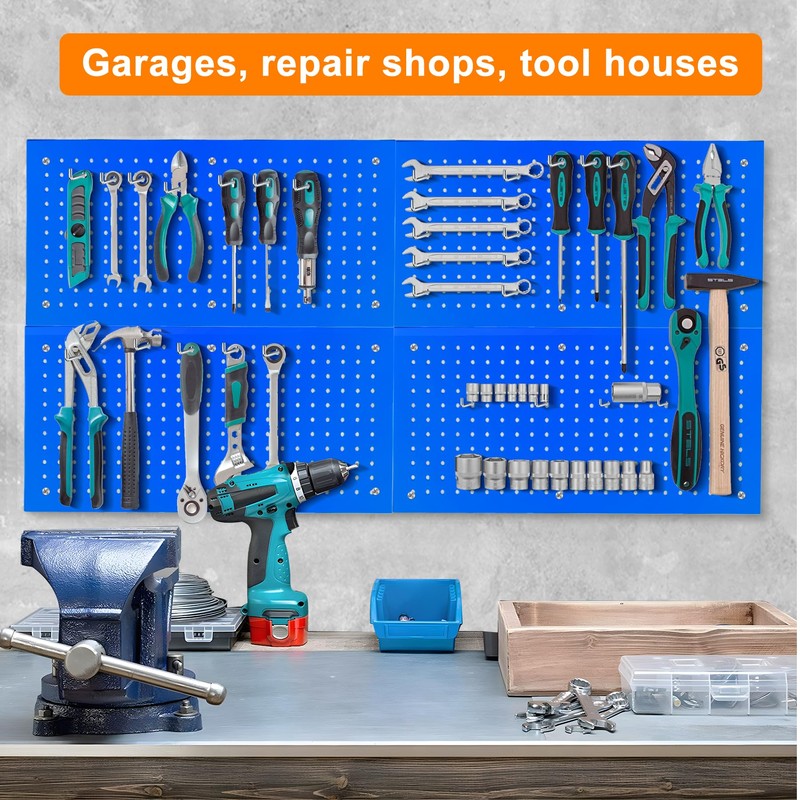 Metal Pegboard Panels 24" x 12" 4 Pack Heavy Duty