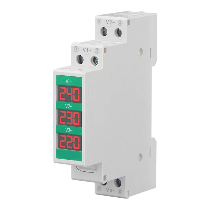 3 Phase AC Voltmeter Voltage Meter 60‑450V LCD Digital Display