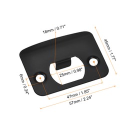 sourcing map 3Pcs Door Strike Plate, 57mm x 45mm Stainless Steel Latch Deadbolt Replacement Lock Strike Plate for Door Frame Door Jamb Reinforcement, Black