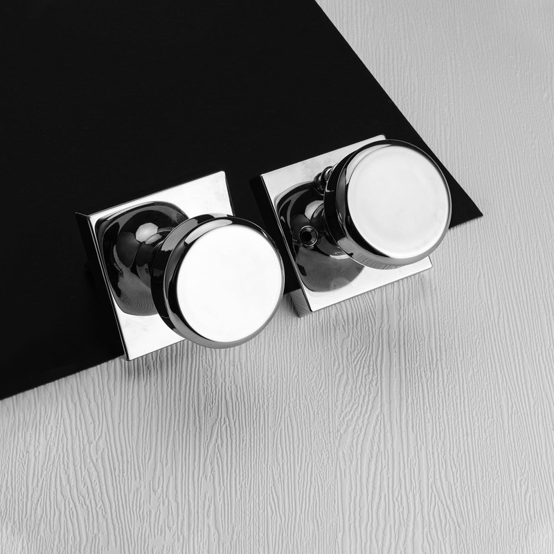 STARPY 6 Pack Polished Chrome Door Knobs with Square Rosette,