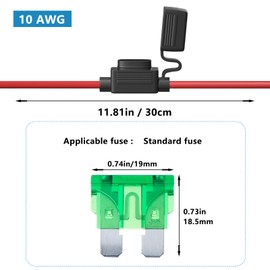 GUEEYUAW 4 Pack 10AWG Inline Fuse Holder, with 30A & 40A ATC/ATO Standard Fuses for Car Truck Boat Motorcycle