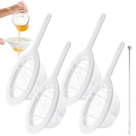 VIDSTW Set of 4 Fine Sieves with 1 Stirring Rod Fine Sieve Ultra Fine Mesh 80/100/200/400 Mesh Nylon Sieve with Handle Strainer Kitchen Food Fine Strainer for Juice Milk Coffee