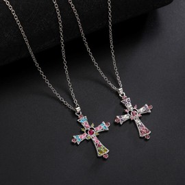 LIKGREAT Cross Necklace for Women Religious Faith Jewellery Gift Infinity Crucifix Crystal Pendant for Girls 18 Inch Length with Adjustable Chain, Stainless Steel, No Gemstone