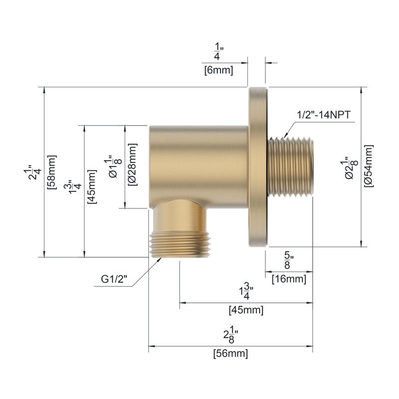 Derengge SA-0041-BG Handheld Shower Wall Supply Elbow, Wall-Mount Hose Connector,
