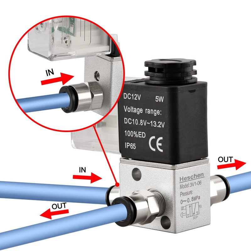 Heschen Electric Pneumatic Solenoid Valve 3V1-06 12VDC PT1/8 3/2 Way