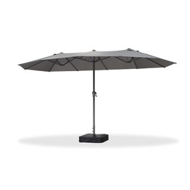 PURPLE LEAF 14ft PatioUmbrella Outdoor Double-Sided Umbrella with Base and Crank Rectangle Market Table Umbrella for Pool Deck Garden, Grey