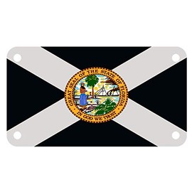 Fast Service Designs Florida State Flag Sunshine Emblem Motorcycle ATV 4" x 7" License Plate USA Patriotic Black & White Version