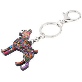 WEVENI Acrylic Boxer Dog Keychain Pet Keyring Animal Jewelry For Women Girl Key Bag Car (Multicolor)