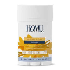 Homu | 1 Pieza Desodorante Natural en Barra Vainilla Dulce Regular - Fórmula original para todo tipo de piel (con Bicarbonato de sodio) - Cont. 55 grs. Por pieza (Vainilla Dulce Regular, 1)
