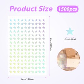 1500pcs Holographic Self-Adhesive Star Sticker for Crafts - Laser Five-Pointed Mini Foil Stars for Kids Reward at School Classroom (Laser Silver)