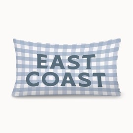 XYDEG Coastal Beach Girls Room Decor 12x20 Pillow Cover, East Coast Preppy Trendy Gray and White Plaid Decorative Lumbar Pillow Covers for Boys Bedroom College Dorm Sofa Couch