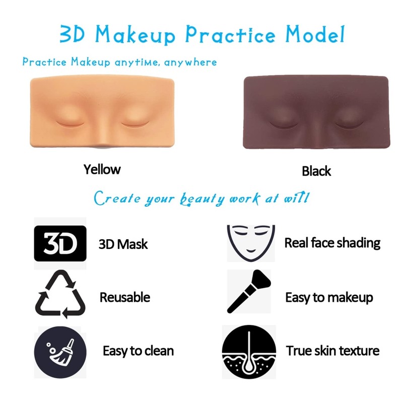 Silicone Face Eye Makeup Practice Board Realistic and Reusable Makeup