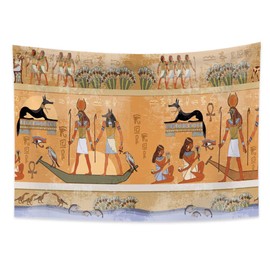 Haoyiyi Egyptian Tapestry Wall Hanging Ancient Egypt Mythology Culture Tapestry Pharaohs Hieroglyphic Carvings Tapestries for Bedroom Living Room Dorm Decor 70.9x63 Inches