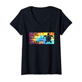 Womens Save The Turtles. Retro 60s vintage Ecology V-Neck T-Shirt