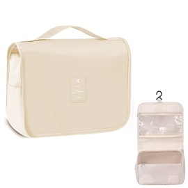 MEIJMJIA - Hanging Toiletry Bag Travel Toiletry Bag Cosmetic Bag Waterproof Wash Bag Toiletry Bag Travel Bag for Business Trip Travel Gym Camping, beige, Minimalist style