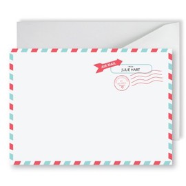 Merchants Custom Airmail Flat Note Card - Pack of 25-7" x 5"