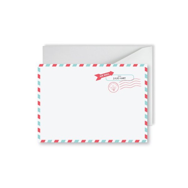 Merchants Custom Airmail Flat Note Card - Pack of 25-7" x 5"