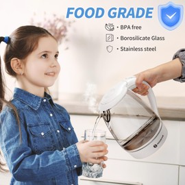 Aigostar Electric Kettle, 1500W Cordless Electric Tea and Hot Water Kettle with Filter, LED Illuminated, High Borosilicate Glass, No BPA, Auto Shutoff, Boil-Dry Protection, 360° Base, 1.7 Liter