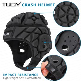 DGYAO Rugby Headguard Protective Headgear for Kids Boys Scrum Cap Padded Gear Helmet For Head Protection Black S