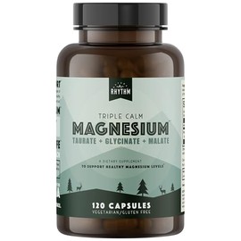NATURAL RHYTHM Magnesio Triple Calm - 120 cápsulas vegetarianas sin gluten - Con Glicinato, Taurato y Malato de Magnesio