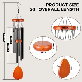 Wind Chimes for Outside Clearance, 26'' Windchimes Outdoors w/Blank DIY Ornament, Memorial Wind Chime Gifts for Mom Women Grandma Neighbors, House Warming Gifts New Home Garden Patio Porch Zen Decor