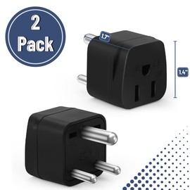 Bates- US to India Plug Adapter, 2 Pack, Type D, Black, Bangladesh, Maldives, Pakistan, India Travel Plug Adapter