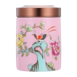 Zerodeko Matcha Powder Tin Storage Enamel Tea Canister Sealed Lid Floral Canister for Tea